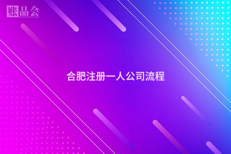 合肥注册一人公司流程