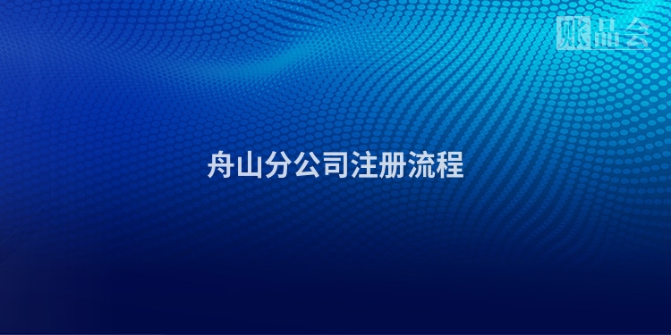 舟山分公司注册流程