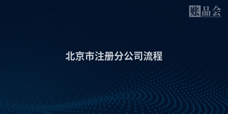 北京市注册分公司流程