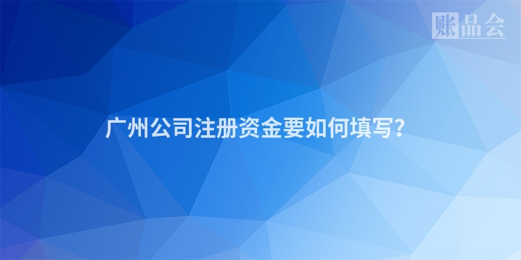 广州公司注册资金要如何填写？